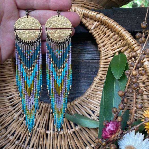 Dancing Willow Beaded Statement Earrings, lightweight - Picture 1 of 6